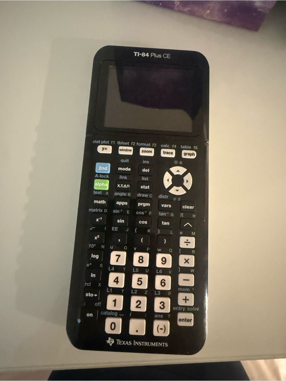 Texas Instruments TI-84 Plus CE Graphing Calculator - Black with White Keys